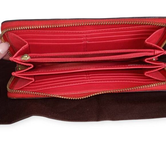 Coach Peyton Signature Accordion Zip Wallet Red & Tan W/Dust Bag GUC. - Picture 7 of 14